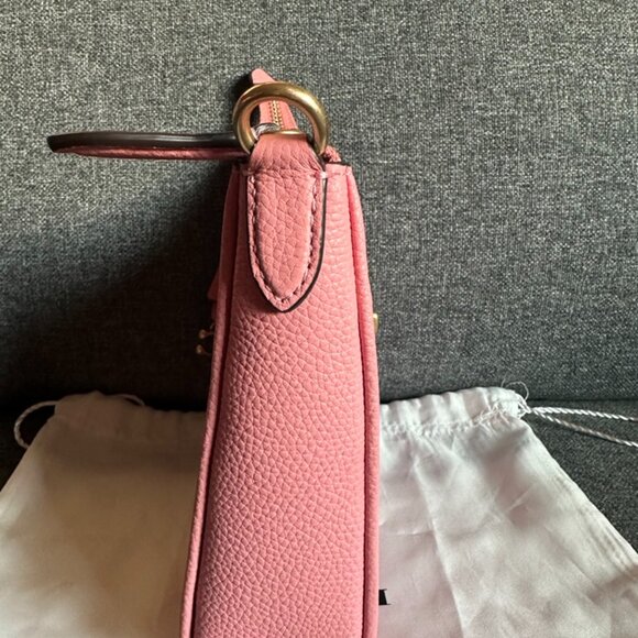 NWT! RARE! Coach Chaise 19 Pink Pebble Leather Crossbody Saddle Bag CC390 - Picture 5 of 10